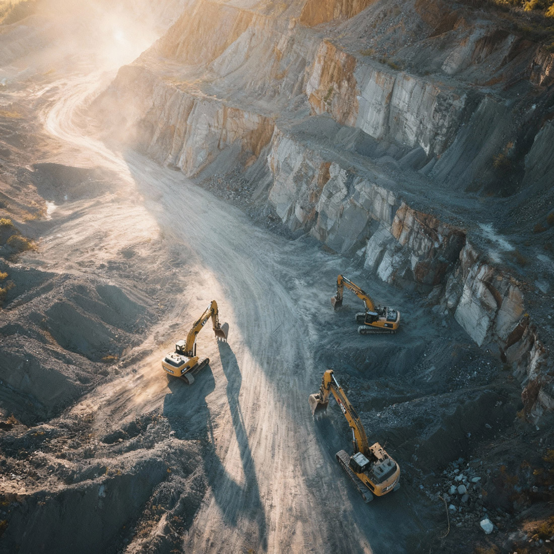 Luftbild von einem Steinbruch